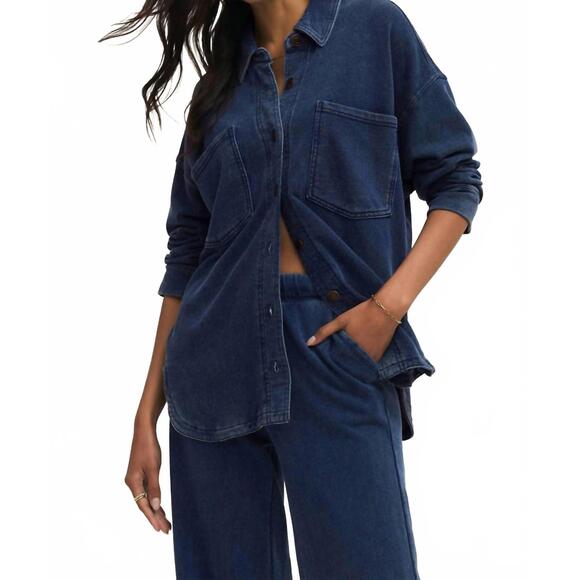 NEW Z SUPPLY all day knit denim jacket in vintage indigo